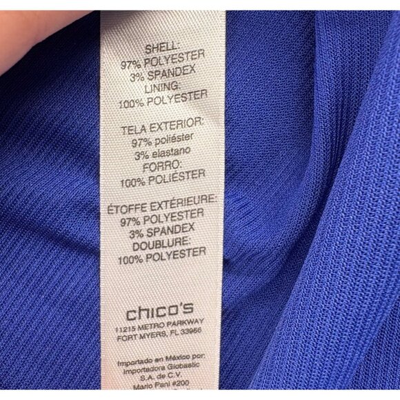 Chicos Women's Blue Textured Top Size 1 Small Polyester/Spandex - Picture 3 of 5